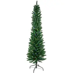 Northlight Pre-Lit Pencil Northern Balsam Fir Artificial Christmas Tree - 6' - Multi LED Lights Green