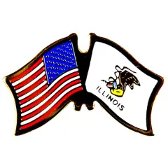 American & Illinois Flags Pin 1"