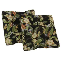 19-inch Squared Spun Polyester Tufted Dining Chair Cushion (Set of Two) - Freeport Ebony