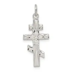 Sterling Silver Orthodox Cross Charm Jewerly 22mm x 10mm