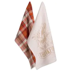 DII Assorted Check Fall Be Thankful Printed Dishtowel (Set of 2)