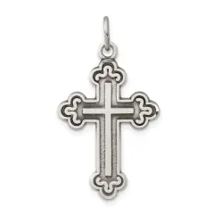 Sterling Silver Budded Cross Charm Jewerly 30mm x 19mm