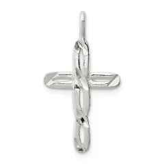 Sterling Silver Cross Charm Religious Jewelry 30mm x 16mm