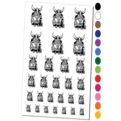 Stout Bearded Viking with Horned Helmet Temporary Tattoo Water Resistant Fake Body Art Set Collection Light Green