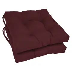 16-inch Solid Twill Square Tufted Chair Cushions (Set of 2) - Burgundy