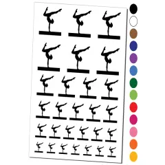 Balance Beam Artistic Gymnastics Temporary Tattoo Water Resistant Fake Body Art Set Collection Brown