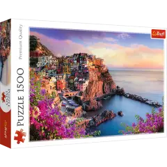 1500 Piece Jigsaw Puzzles, View of Manarola, Ocean Paradise, Italy, Coastal City,Adult Puzzles, Trefl 26137