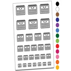 Kawaii Calendar Teacher School Temporary Tattoo Water Resistant Fake Body Art Set Collection Black