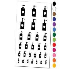 Soap Sanitizer Dispenser Silhouette with Heart Temporary Tattoo Water Resistant Fake Body Art Set Collection Orange