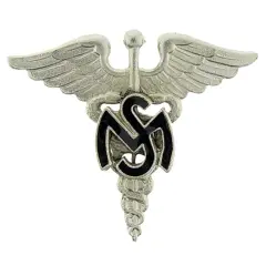U.S. Army Medic Caduceus Pin Silver Plated 1 1/8"