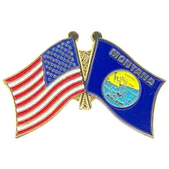American & Montana Flags Pin 1"