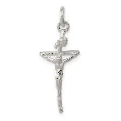 Sterling Silver INRI Crucifix Charm Jewelry Pendant 31mm x 11mm