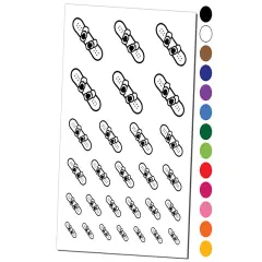 Snowboard with Boot Bindings Extreme Winter Sports Temporary Tattoo Water Resistant Fake Body Art Set Collection Light Green