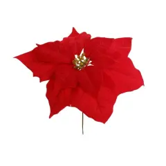 11" Red Velvet Poinsettia Head Waterproof - Set of 24, Elegant Holiday Accents, Ideal for Christmas Decor & Arrangements - Perfect for Home, Office - 2024 Christmas Collection, Floral Home by Artificial Flowers