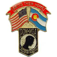 American POW & Colorado Flags Pin 1 1/4"