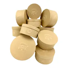 Value Pack of 12 Round Box with Embossed Santa - 2 pc. Set