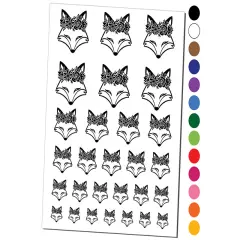 Fox Wearing a Flower Crown Temporary Tattoo Water Resistant Fake Body Art Set Collection Light Blue