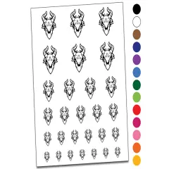 Dragon Skull Horns Temporary Tattoo Water Resistant Fake Body Art Set Collection Brown