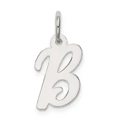 Sterling Silver Small Script Initial Letter B Charm Jewerly 16mm x 10mm