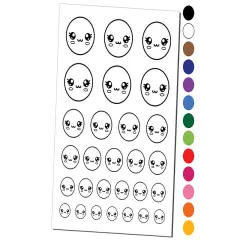 Kawaii Cute Sparkly Eyes Face Temporary Tattoo Water Resistant Fake Body Art Set Collection Dark Green