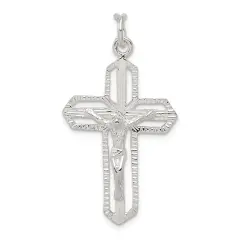 Sterling Silver Crucifix Charm Religious Jewelry 37mm x 21mm