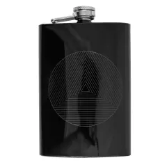 8oz BLACK Circle Triangle Design Flask