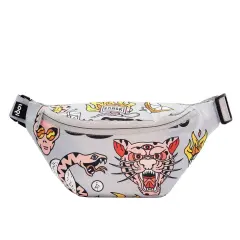 LOQI Artist Bumbag, Snask Tiger Snake Beer Grey, One Size