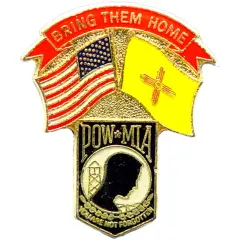 American POW & New Mexico Flags Pin 1 1/4"