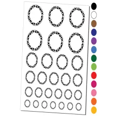 Leaves and Dots Round Border Temporary Tattoo Water Resistant Fake Body Art Set Collection Hot Pink