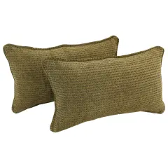 20-inch by 12-inch Double-corded Patterned Jacquard Chenille Back Support PIllows with Inserts (Set of 2) - Gingham Brown