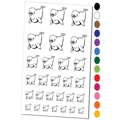Smiling Beluga Whale Temporary Tattoo Water Resistant Fake Body Art Set Collection Yellow