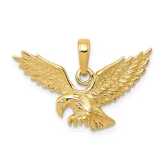 14K Gold Flying Eagle Charm Bird Jewelry Pendant