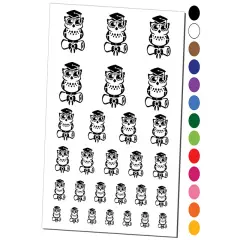 Graduation Owl with Cap and Diploma School College Temporary Tattoo Water Resistant Fake Body Art Set Collection Purple