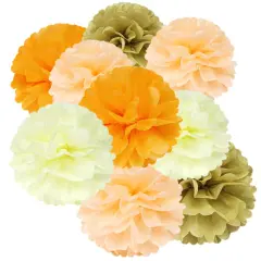 Wrapables Set of 12 Tissue Pom Pom Party Decorations for Weddings, Birthday Parties Baby Showers and Nursery Decor, Peach/Orange/Tan/Ivory