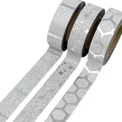 Wrapables Glitter and Shine Washi Tapes Decorative Masking Tapes (Set of 3) Glitter Stars