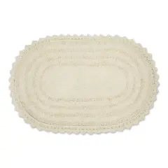DII Off White Large Oval Crochet Bath Mat
