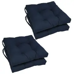 16-inch Solid Twill Square Tufted Chair Cushions (Set of 4) - Navy