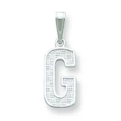 Sterling Silver Initial Letter G Charm Pendant Jewelry 25mm x 9mm