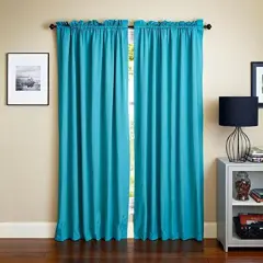 Blazing Needles 108-inch by 52-inch Twill Curtain Panels (Set of 2) - Aqua Blue