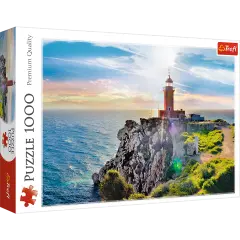 1000 Piece Jigsaw Puzzles, The Melagavi Lighthouse, Greece, Ocean, Alkyonides Islands, Adult Puzzles, Trefl 10436