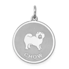 Sterling Silver Chow Disc Charm Pendant Jewelry 26mm x 19mm