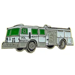 Fire Truck Pin White & Green 1"
