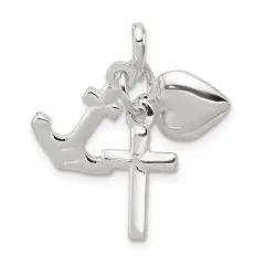 Sterling Silver Faith Hope & Charity Charm Jewerly 25mm x 20mm