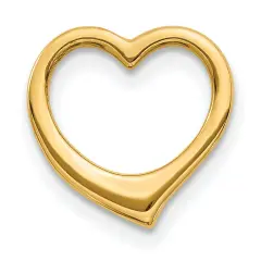 14K Gold 3D Floating Heart Slide Pendant Love Charm Jewerly 12mm x 11mm