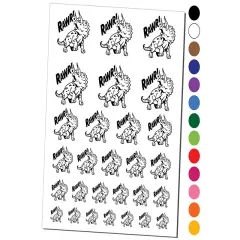 Triceratops Rawr Roar Dinosaur Temporary Tattoo Water Resistant Fake Body Art Set Collection White