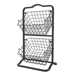Oceanstar 2-Tier Storage Kitchen Wire Basket Stand, Black