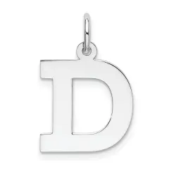 Sterling Silver Initial D Charm Jewerly 19mm x 13mm