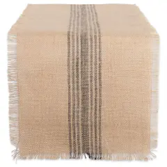 DII Mineral Middle Stripe Burlap Table Runner