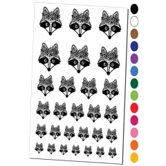 Raccoon Wearing a Flower Crown Temporary Tattoo Water Resistant Fake Body Art Set Collection Dark Green
