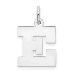 Sterling Silver Medium Block Initial Letter E Charm Jewerly 19mm x 12mm